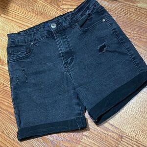 🖤💫🩶 WAX JEAN OF LOS ANGELES SHORTS Women's Black Denim Roll up cuff Shorts Sz S